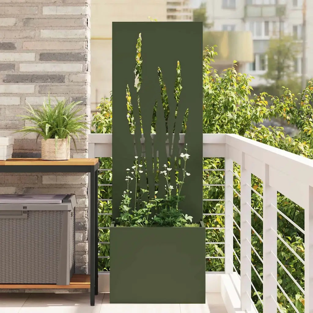 vidaXL Vaso da Giardino con Pannello Decorativo Oliver verde