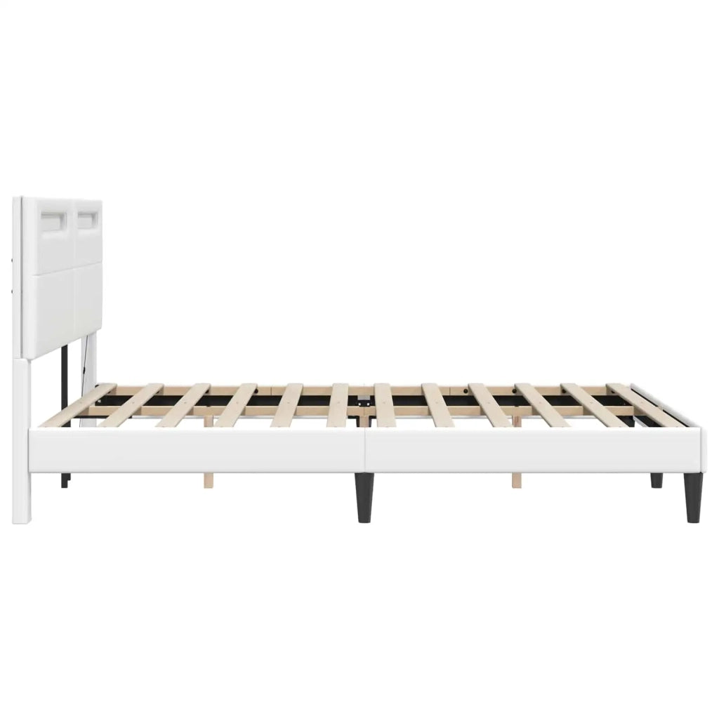 Struttura del letto con testiera Bianco 120 x 190 cm Similpelle