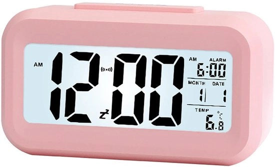 Orologio Digitale 12/24 Ore - Display LCD - Illuminazione di Sfondo - Visualizzazione della Temperatura - Materiale ABS di Alta Qualità - Dimensioni Compresse 13,6x7x4,6 cm - Orologio