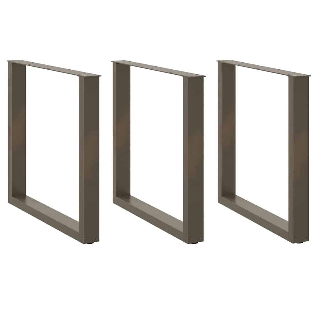 Set di 3 gambe per tavolo da pranzo a forma di U robuste e regolabili 90 x 73 cm in acciaio naturale 02_0057451