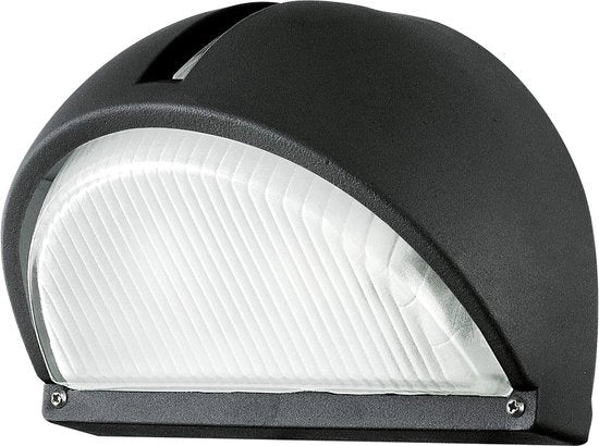 Lanterna esterna da parete di 1 punto di luce in alluminio fuso - nero - vetro lucido con superficie ruvida - connessione E27 - classe di protezione IP44 - illuminazione esterna