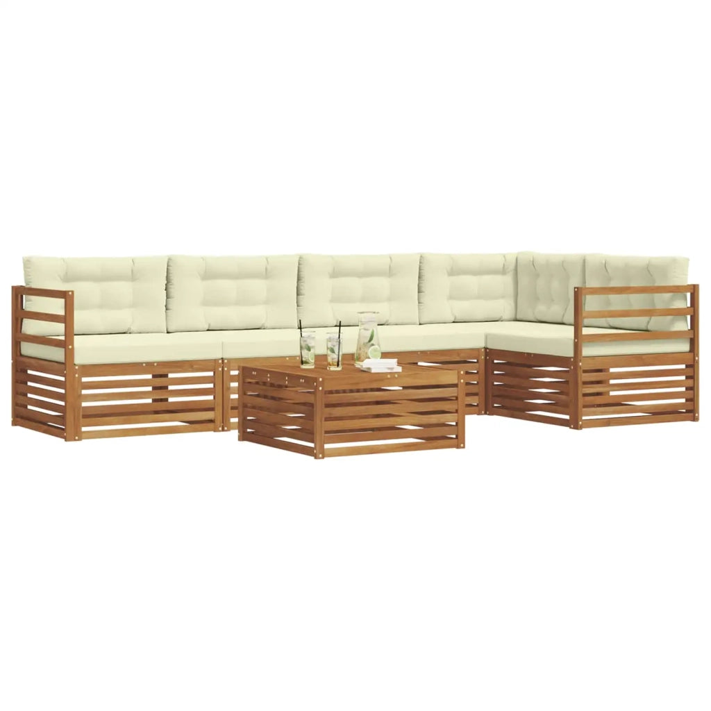 Set di divani da esterno con cuscino 6 pcs Naturale e Crema 3373480