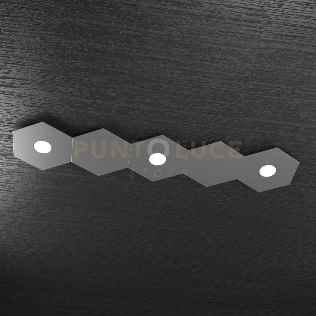 HEXAGON APPLIQUE-PLAFONIERA 3 LUCI + 2 DECORATIVO GRIGIO ANTRACITE 1142-3L2D-GA
