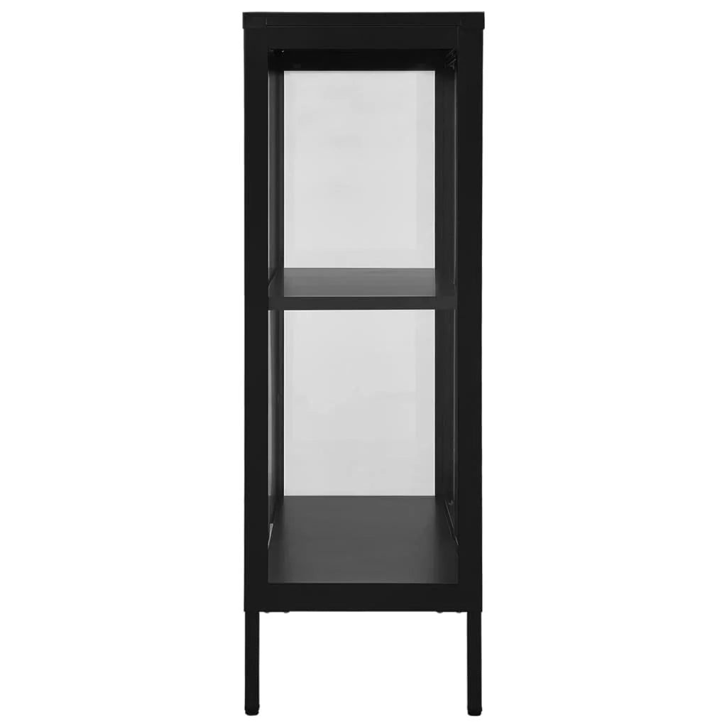 Buffet credenza cassettiera armadio mobile contenitore organizer per cucina soggiorno salotto 75 x 35 x 105 cm acciaio e vetro nero 02_0036120