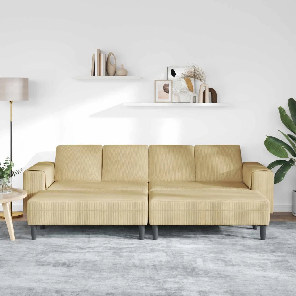 Divano Grigio Verde 250 x 188 x 76 cm Tessuto in Cords 3335135