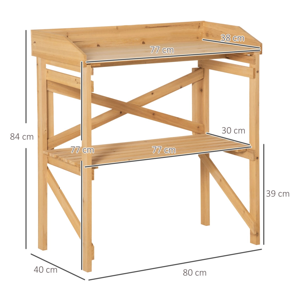 Tavolo da giardino per piante con ripiano ¨C zephmum ¨C legno marrone chiaro 80x40x84 cm