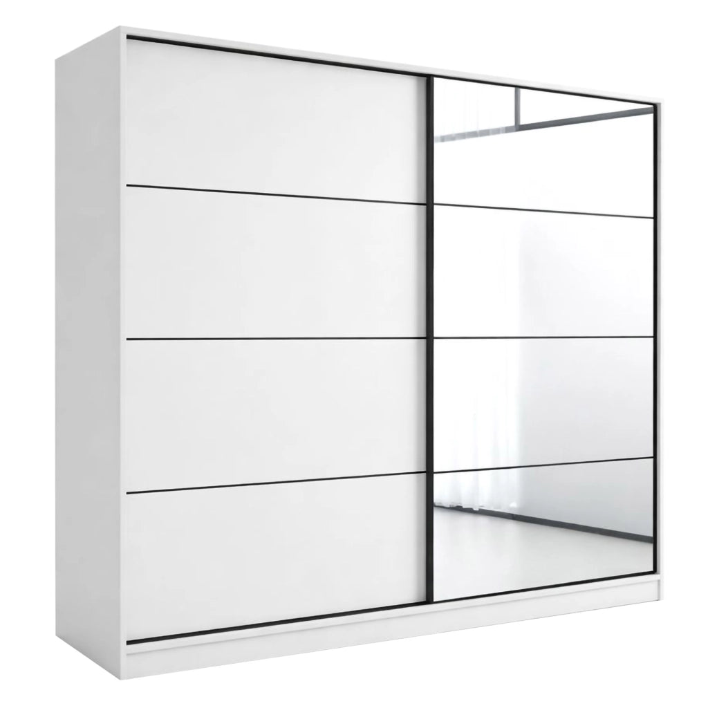 Armadio Camera da Letto Torello, Guardaroba 2 Ante 5 Ripiani, 180x190h cm Bianco