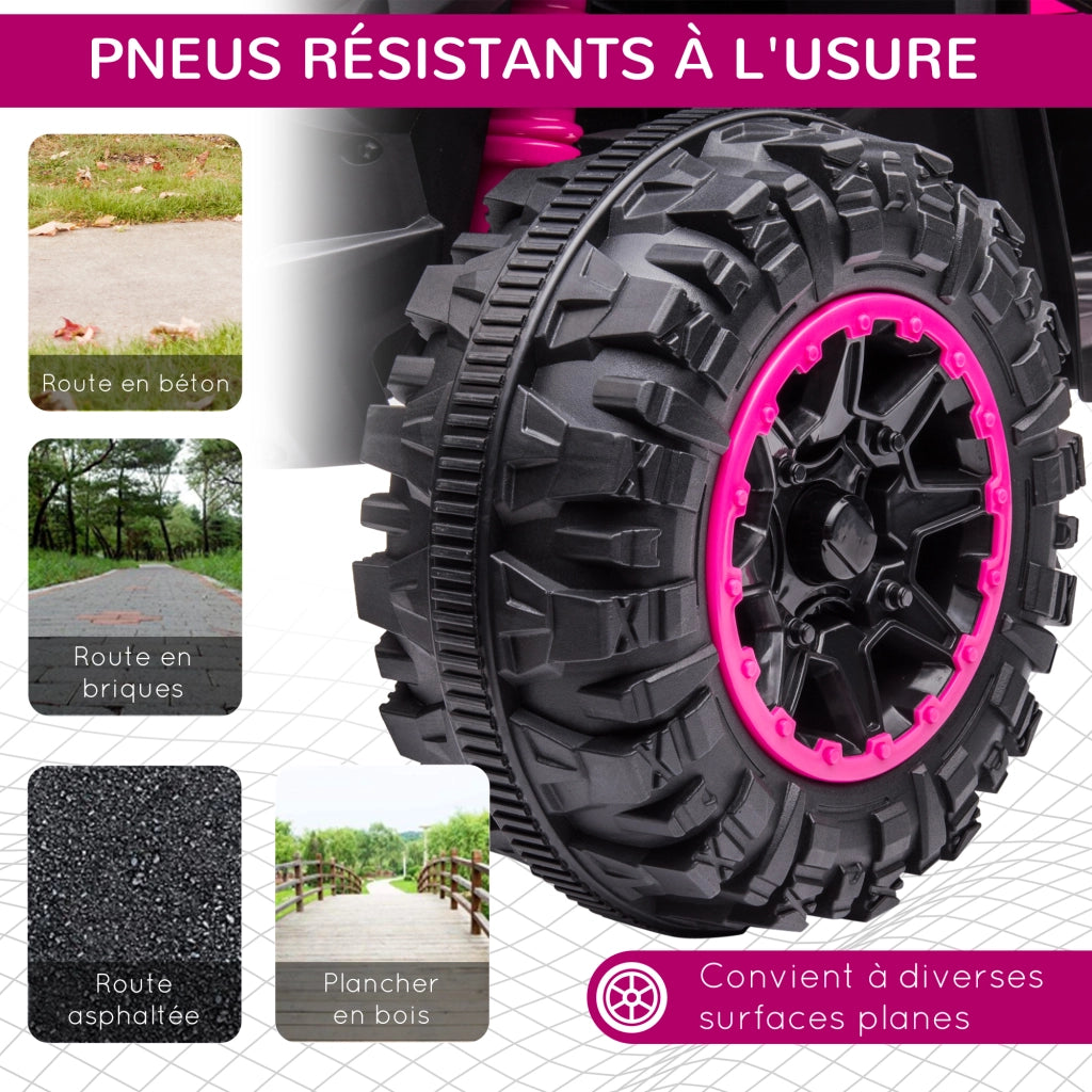 Quad Buggy Elettrico Bambino 12V ¨C Zephmum ¨C Nero Rosa Metallo PP 3-5 Anni