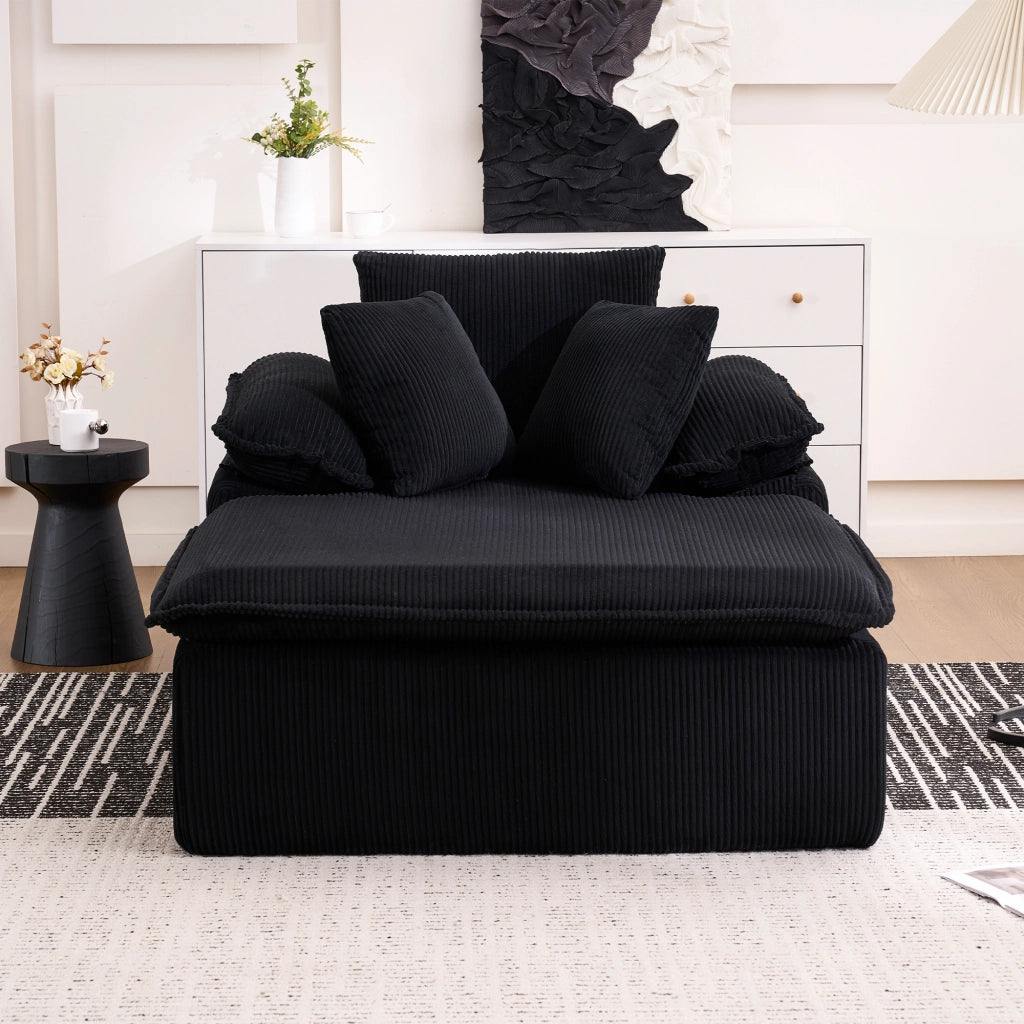 DIVANO Relax senza installazione 177x122x92 cm in velluto a coste Nero