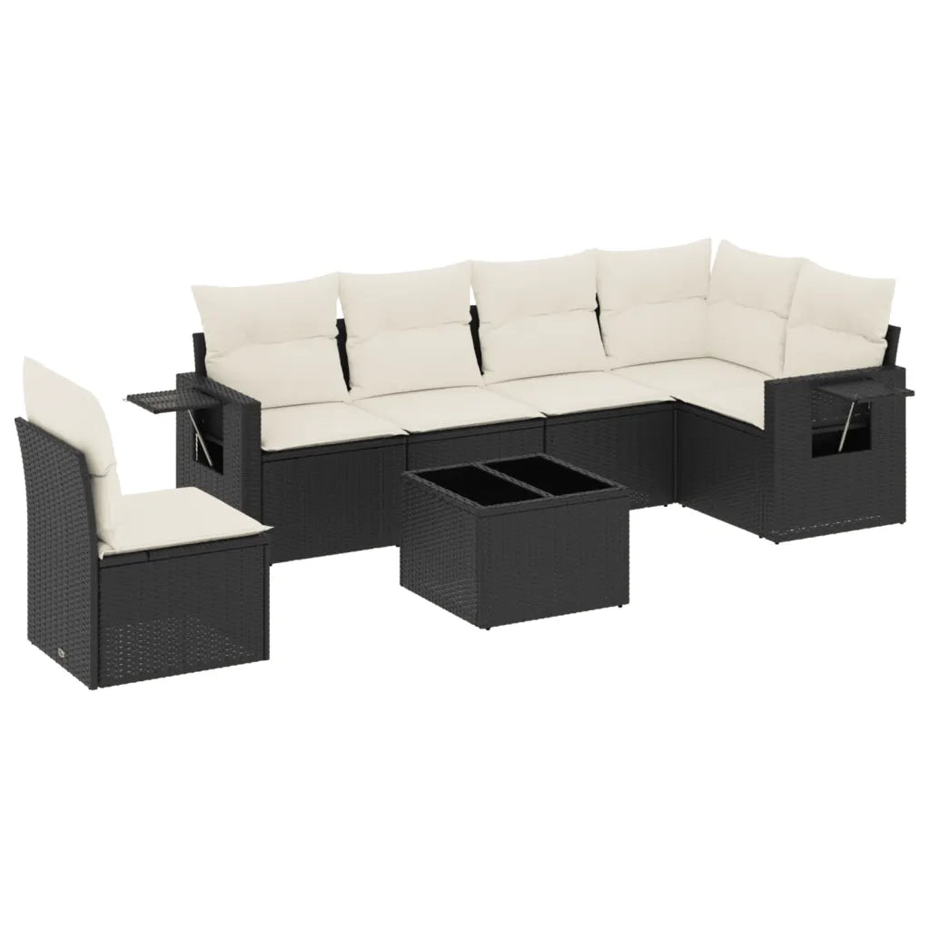 Set Divani da Giardino con Cuscini 7pz Nero Polyrattan 3252573