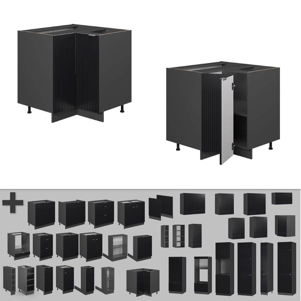 Vicco Mobile ad angolo cucina Nero a righe 80.5 cm senza piano di lavoro