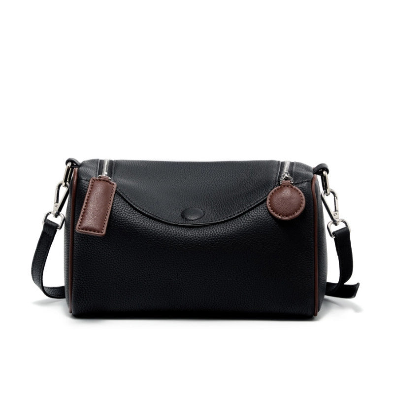 Borsa a tracolla da donna in vera pelle, nera.