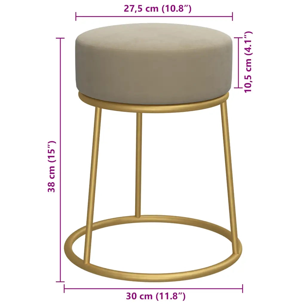 Sgabello Rotondo Grigio Scuro in Velluto CFW3537556