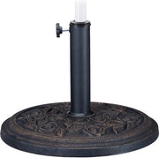 Parasolstandaard Versatile, design a fiori, per parasol con tubo 35/38/48 mm, resistente al vento, stabile, in plastica, nero-oro