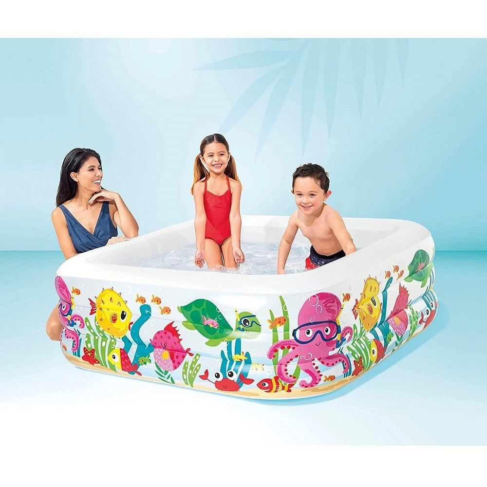 Trade Shop - Piscina Acquario Quadrata 159x159x50 Cm Per Bambini 3+ Anni 340 Lt Estate 57471 -
