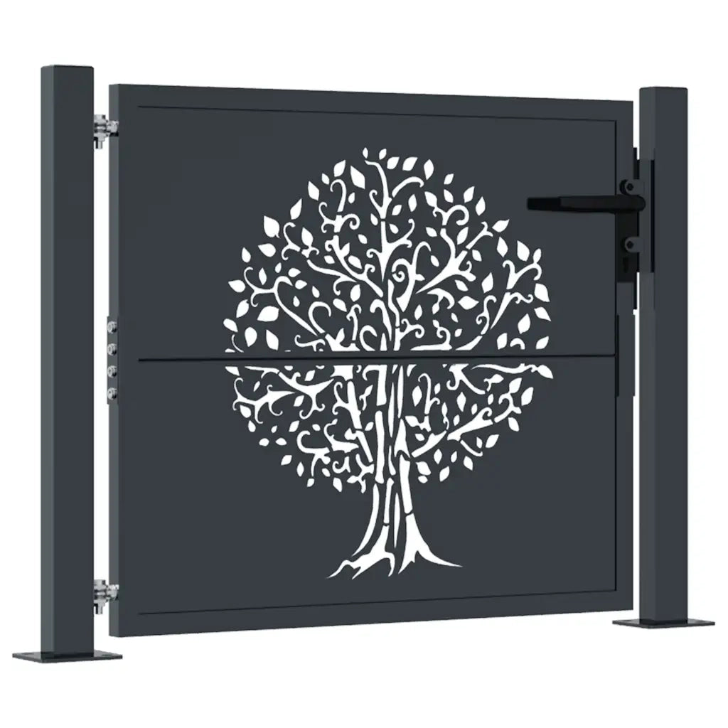 Cancello Giardino Antracite 105x105 cm in Acciaio Design Albero