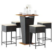 Set Bar da Giardino 5 pz con Cuscini in Polyrattan Nero 3261477