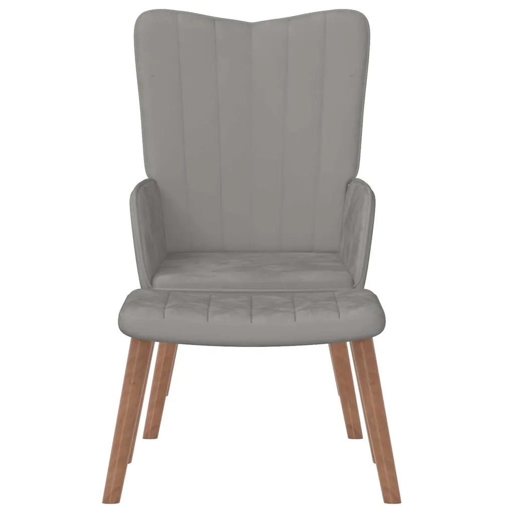 Divano Sedia-Poltrona Relax con Poggiapiedi Grigio Chiaro in Velluto 115237