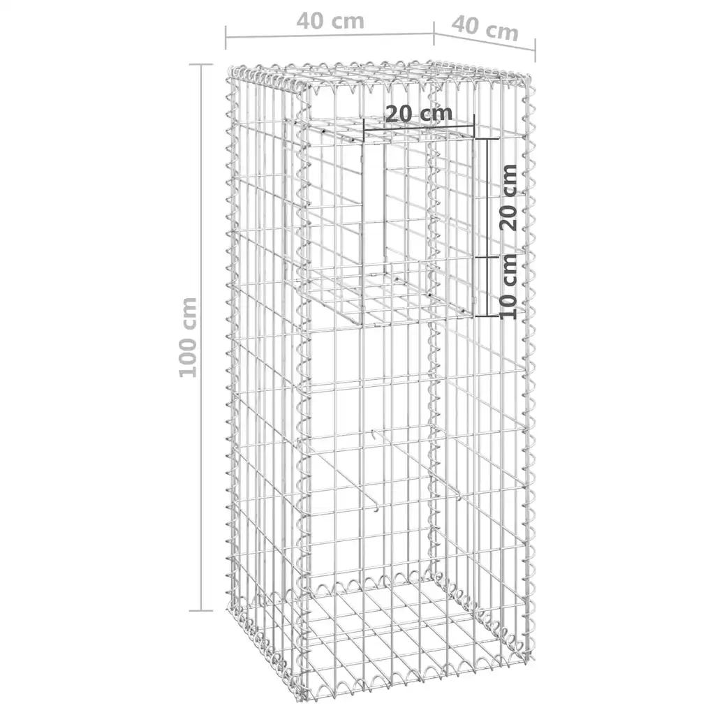Cesto a Gabbione a Torre 40x40x100 cm in Ferro 151260