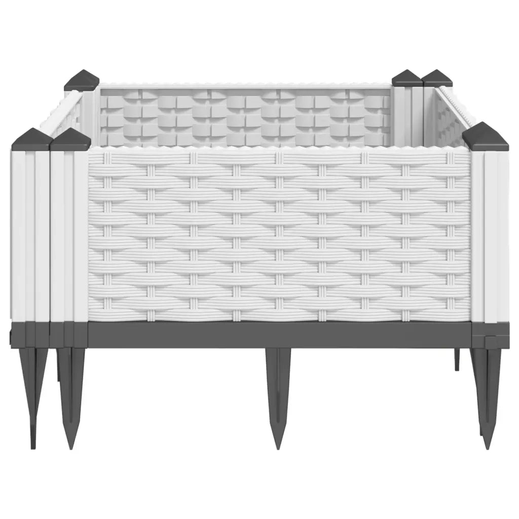 Fioriera | Cassetta per fiori | Vaso da Giardino con Picchetti Bianca 42,5x42,5x28,5 cm PP