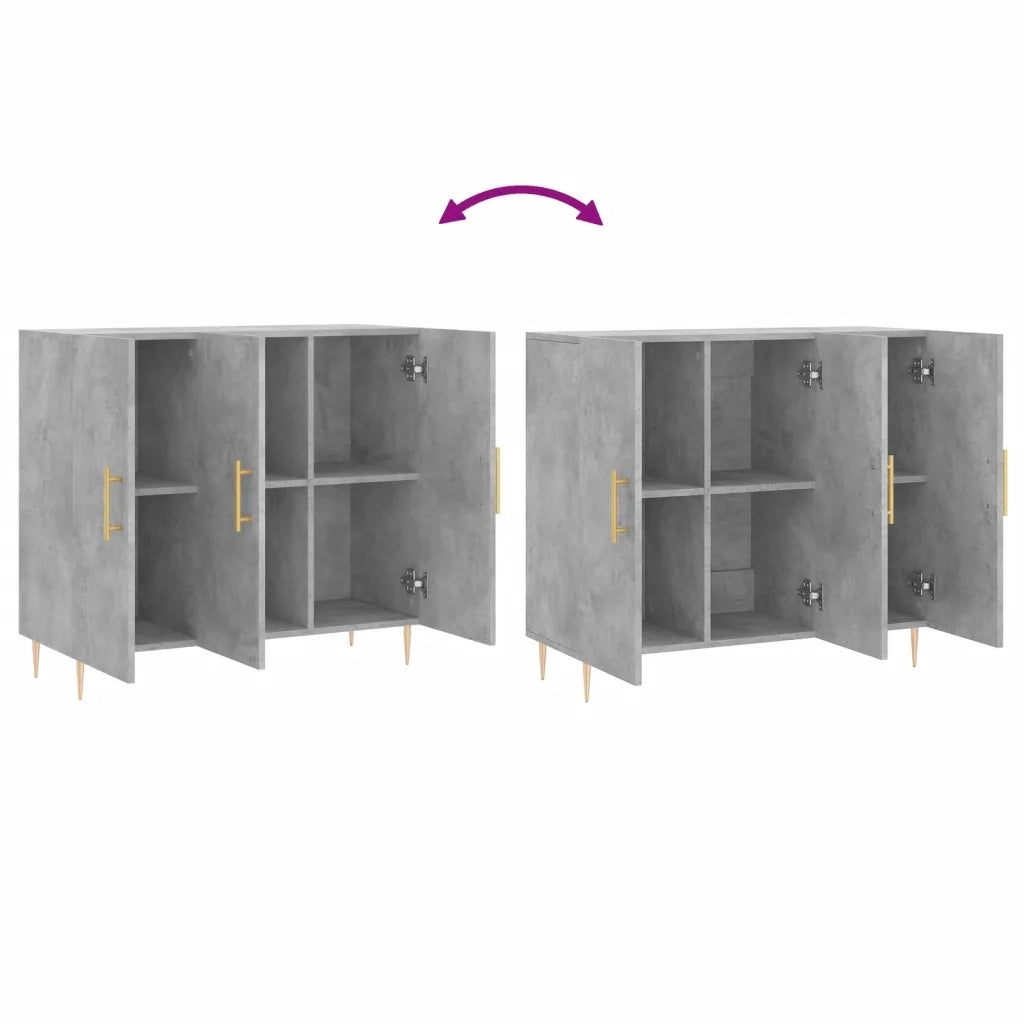 Credenza | Madia | Buffet da pranzo | Armadio da pranzo Grigio Cemento 90x34x80 cm in Legno Multistrato