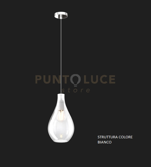 SOSPENSIONE BIANCO 1 LUCE VETRO PICCOLO TRASPARENTE 1193BI-SP-TR