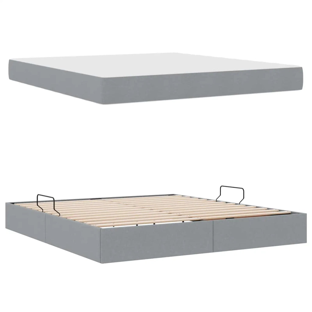Letto con contenitore e materasso Grigio chiaro 160 x 200 cm