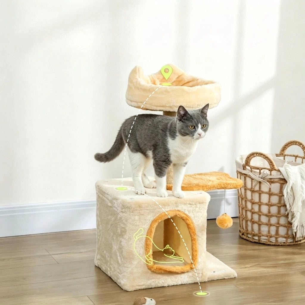 Albero per gatti con piattaforma a forma di pesce e tiragraffi in sisal; 72 cm