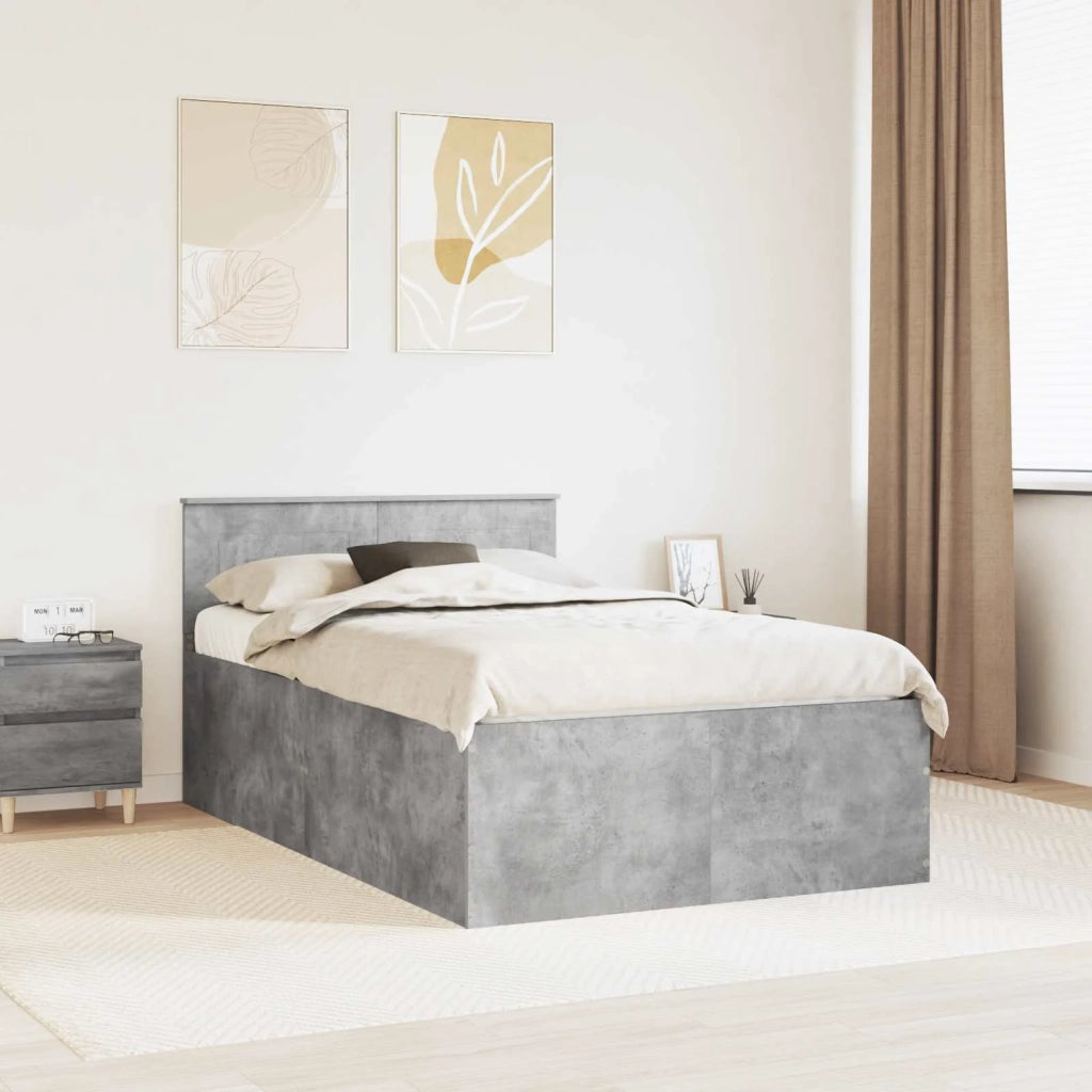 Struttura del letto con testiera Grigio cemento 135 x 190 cm 3408588