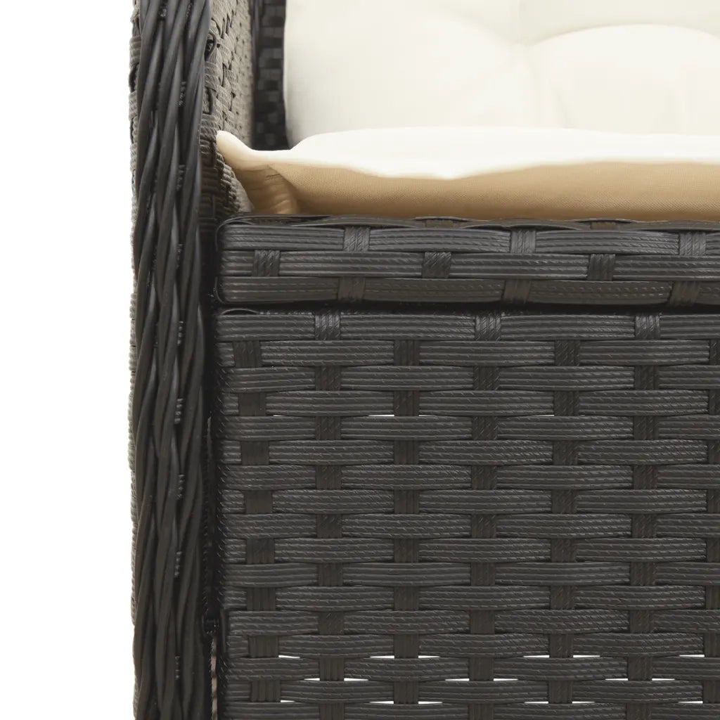Set Divani da Giardino 3 pz con Cuscini Nero in Polyrattan 3262101
