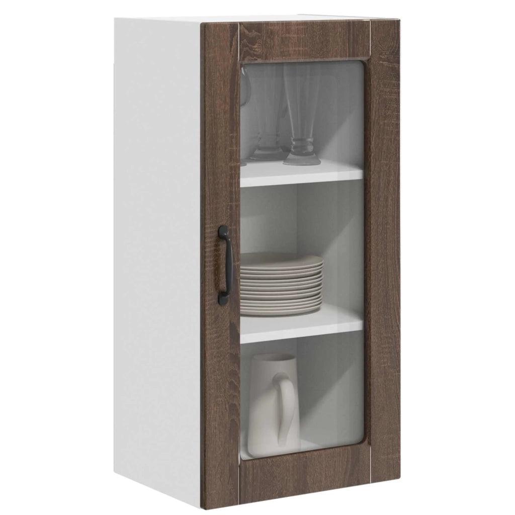 Mobile in vetro da parete LUCCA 2 pcs Rovere Marrone