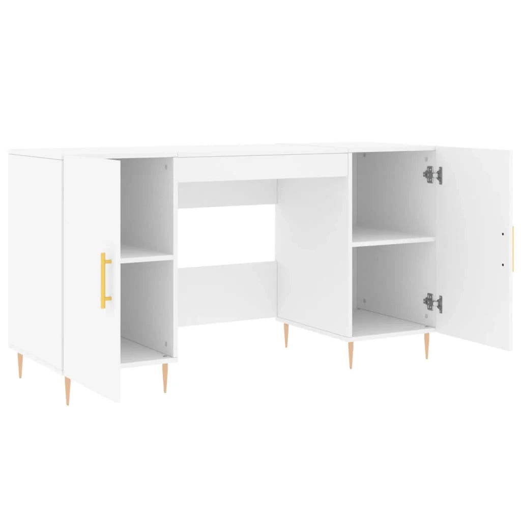 Scrivania tavolo postazione di lavoro mobile per computer studio 140 x 50 x 75 cm legno ingegnerizzato bianco 02_0023511