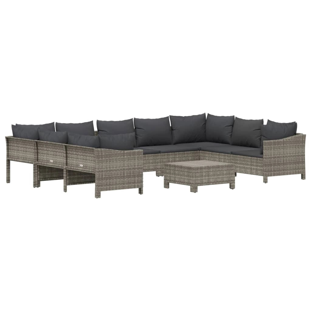 Set di mobili da giardino mobili da esterno 10 pezzi con cuscini resina intrecciata grigia 02_0015067