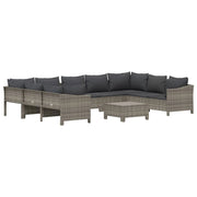 Set di mobili da giardino mobili da esterno 10 pezzi con cuscini resina intrecciata grigia 02_0015067