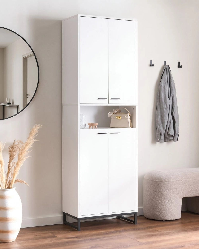 Mobile porta scarpe con 8 ripiani e scomparti per scarpe soluzione di arredo per l'ingresso bianco