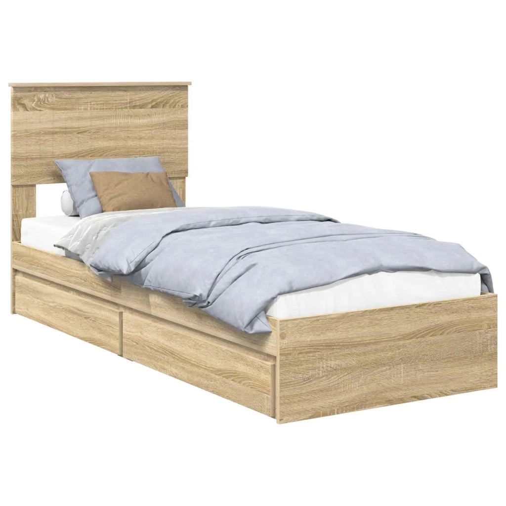 Letto con Contenitore con testiera Rovere Sonoma 75 x 190 cm