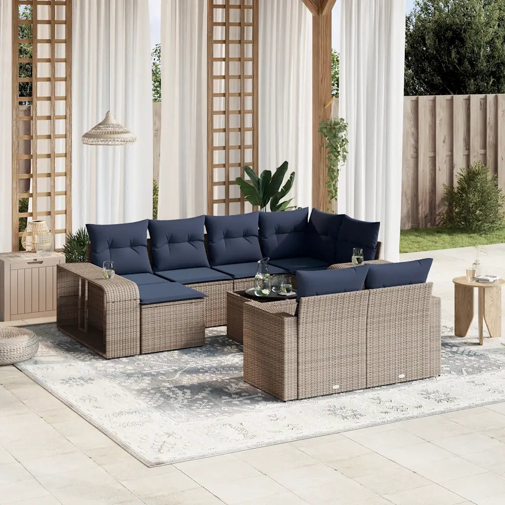 Set Divani da Giardino 11 pz con Cuscini Grigio in Polyrattan 3228911