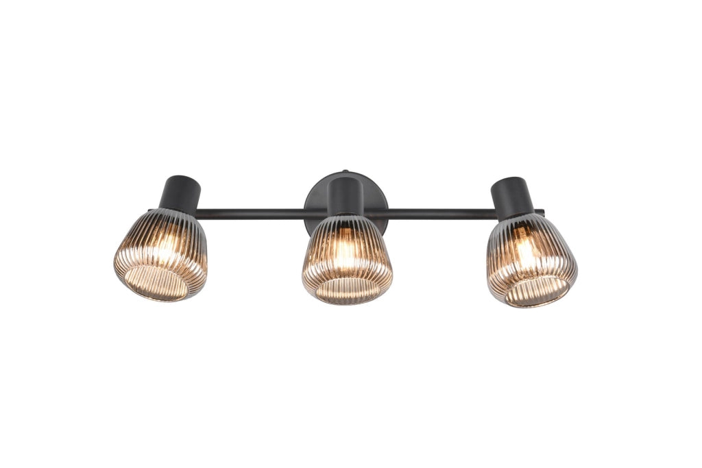 Plafoniera retro nera vetro TARIFA Trio 3 luci E14