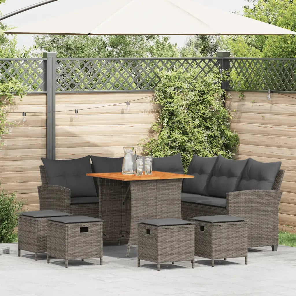 Set Divani da Giardino 6 pz con Cuscini a Forma di L Polyrattan