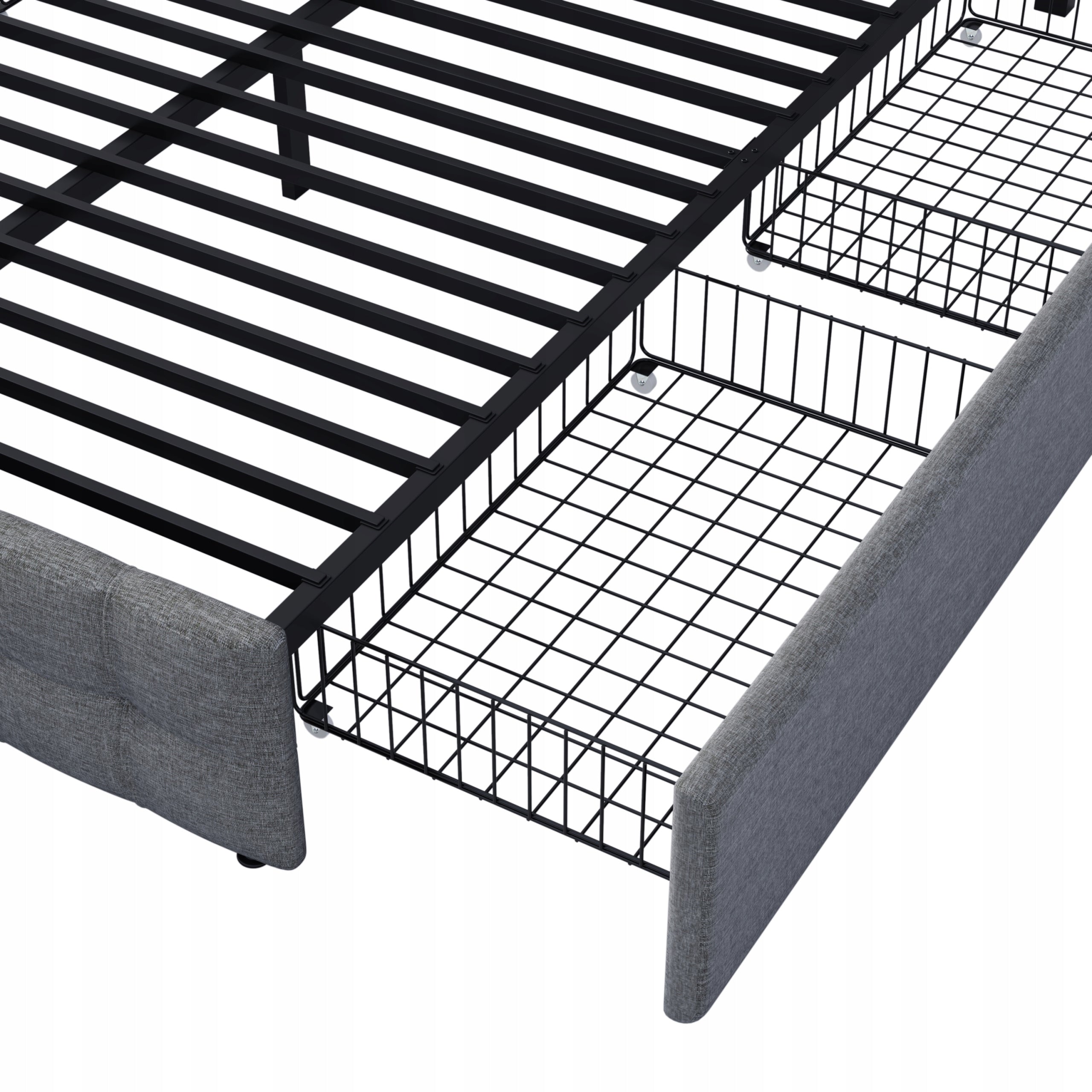 Letto con testiera regolabile e 4 cassetti - Xylo - 140x200 - Grigio