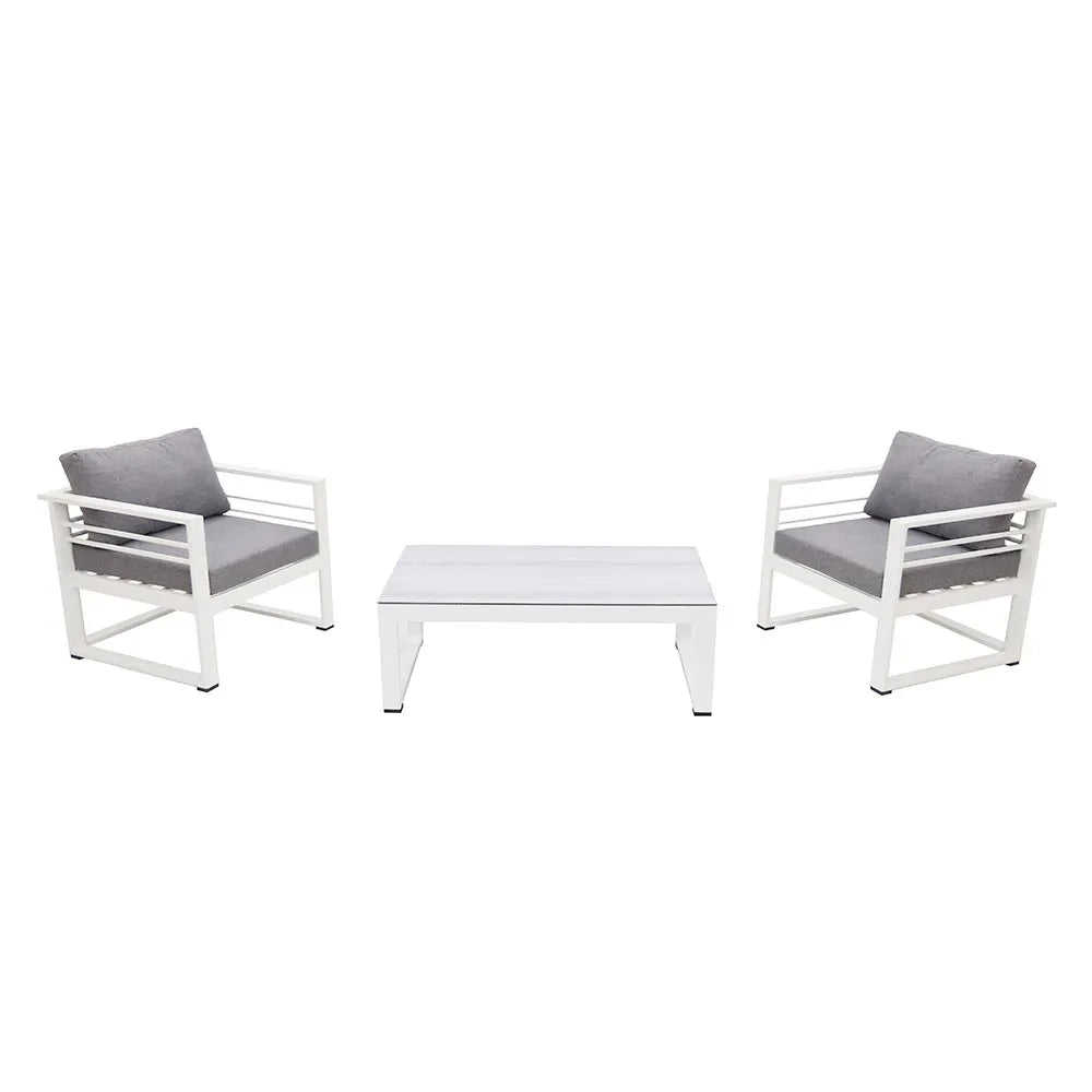 Due Poltrone e Tavolino Leros  Grigio/Bianco