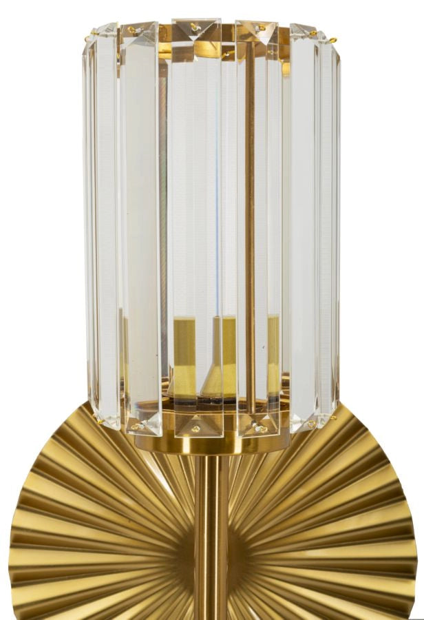 Lampada da Muro Tirana 20x17x47 cm in Ferro e Vetro Oro e Trasparente