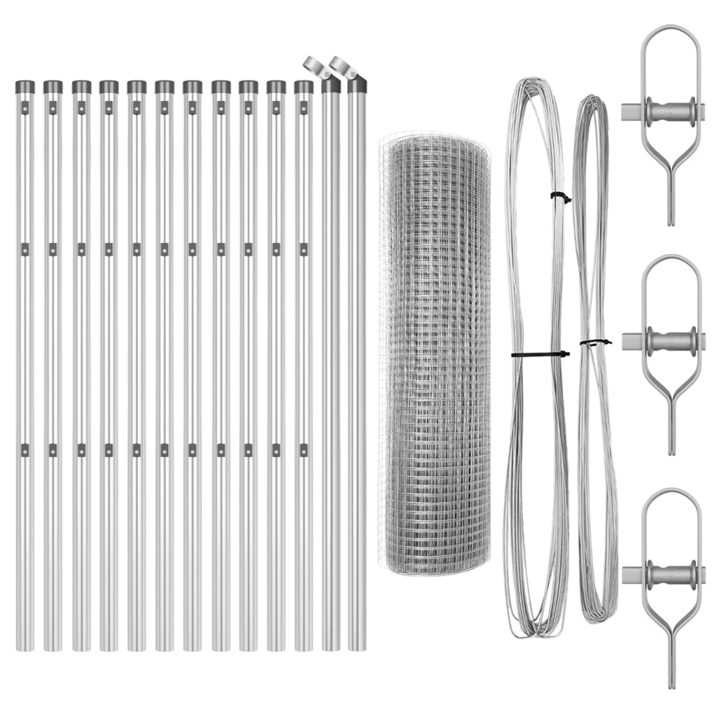 Recinto in Rete Saldata con 13 Pali 0.8x25 m Acciaio Galvanizzato