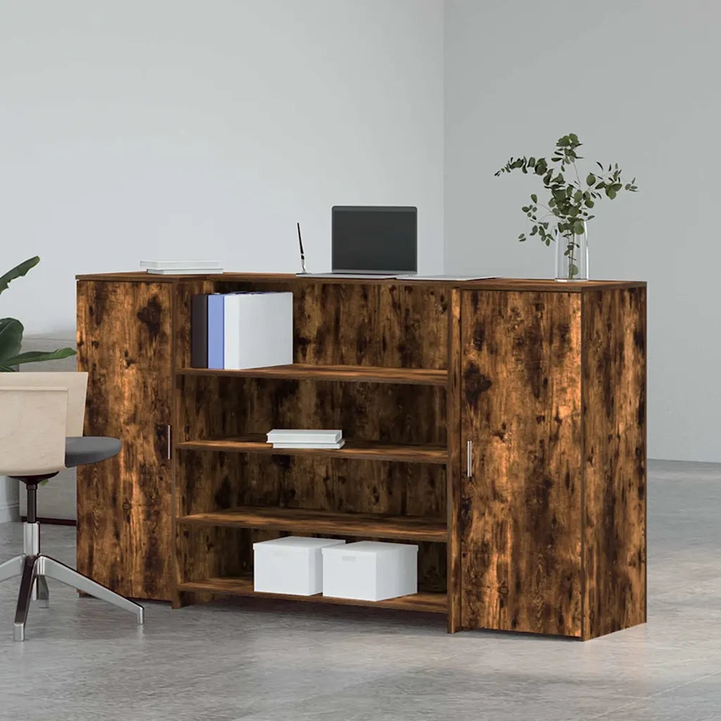 vidaXL Banco Reception Rovere Fumo 180x50x103,5cm in Legno Multistrato