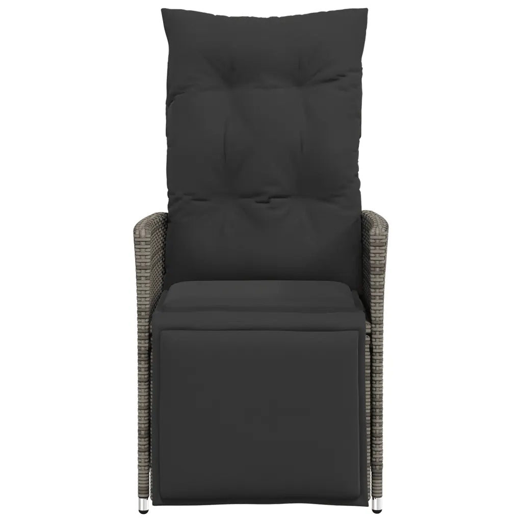 Sedia Reclinabile da Giardino con Cuscini Grigia in Polyrattan 365661