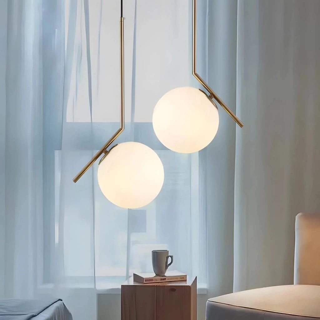 Lampada Da Soffitto Pensile Di Vetro Palla Oro Bianco Oro G106-1w Gold White
