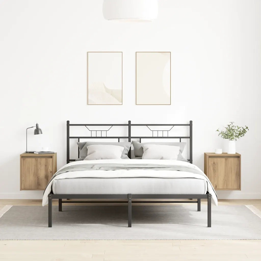 Set di 2 Comodini | Armadio da Notte | Mobiletto da notte a Muro Rovere Artigianale 38x34x40 cm