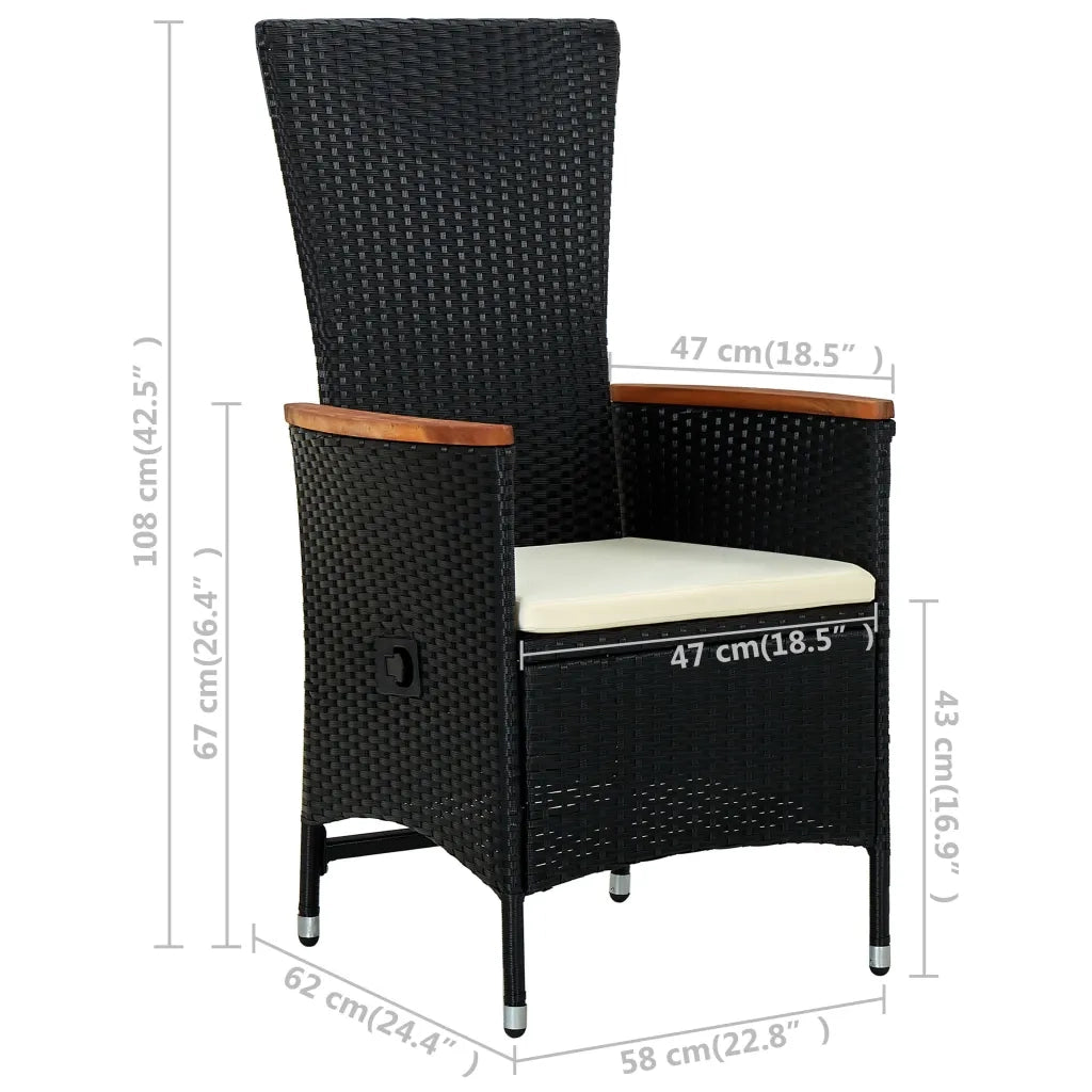 Sedie da Esterno 2 pz con Cuscini in Polyrattan Nere cod mxl 22699