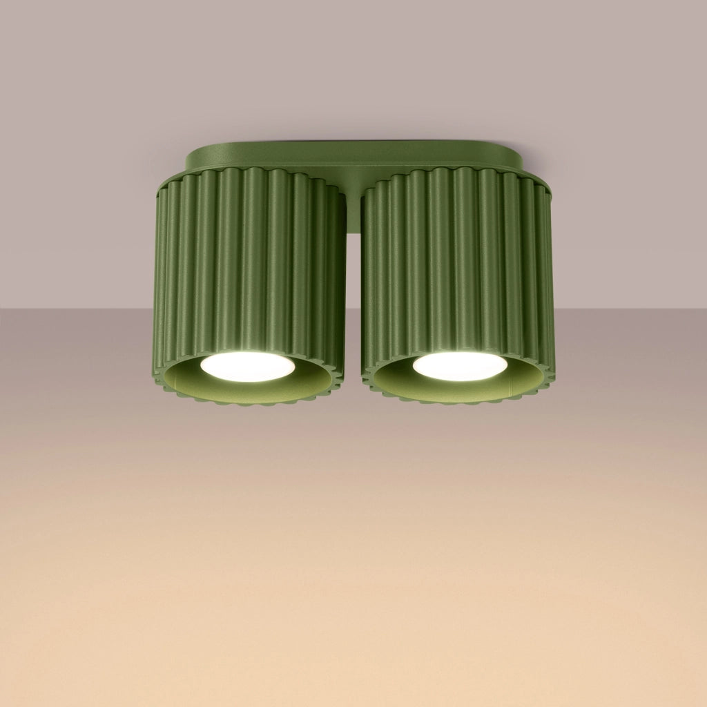 Plafoniera moderna verde oliva ovale 21cm 2 GU10 Pure Lume