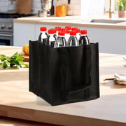 Supporto vino con 6 contenitori - Wijnopbergvak - Tas portatile - Leggero - Nero - 27 x 27 x 27 cm - Supporto vino